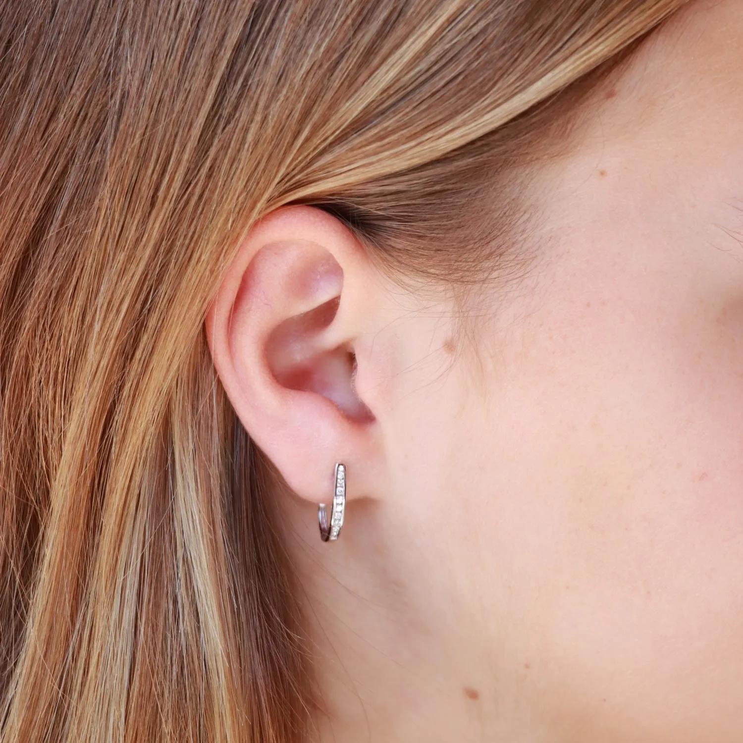 0.17ct Diamond Huggie Earrings In 9Ct White Gold