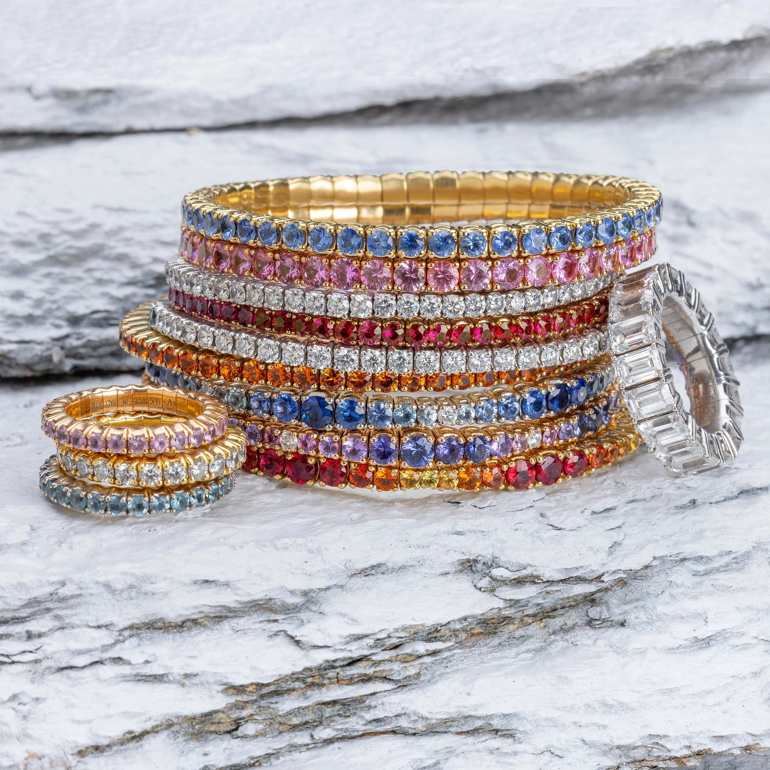18K Gold Stretch Ruby Tennis Bracelet, 8.55-18 Carats