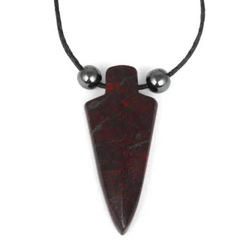 18x44mm Poppy Jasper Arrowhead Adj Cord Necklace