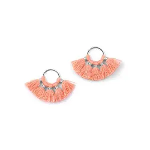 19x29mm Coral Fan Tassel on Silver Ring (1 Pair)