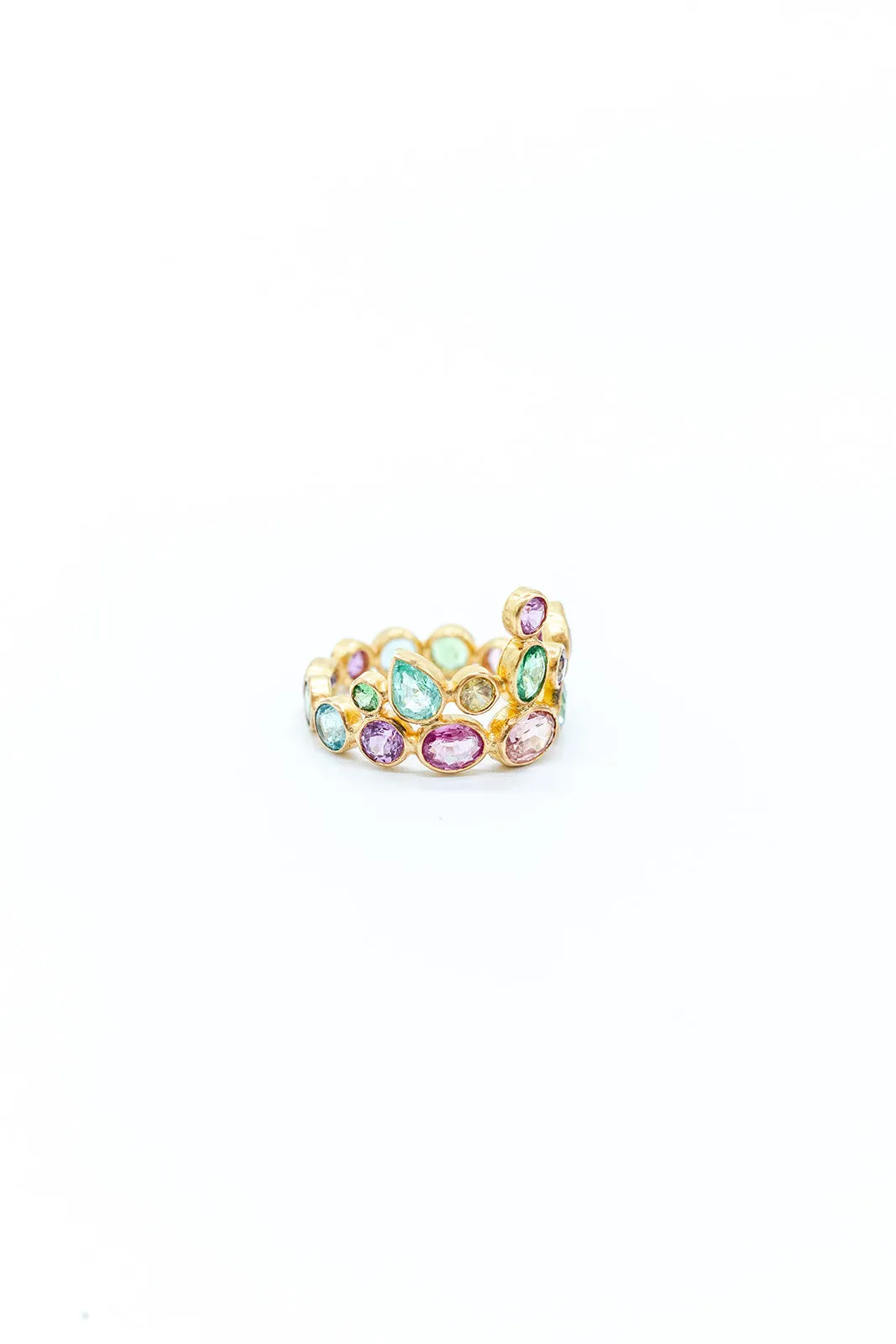 22K Yellow Gold Multicolored Tiara Ring