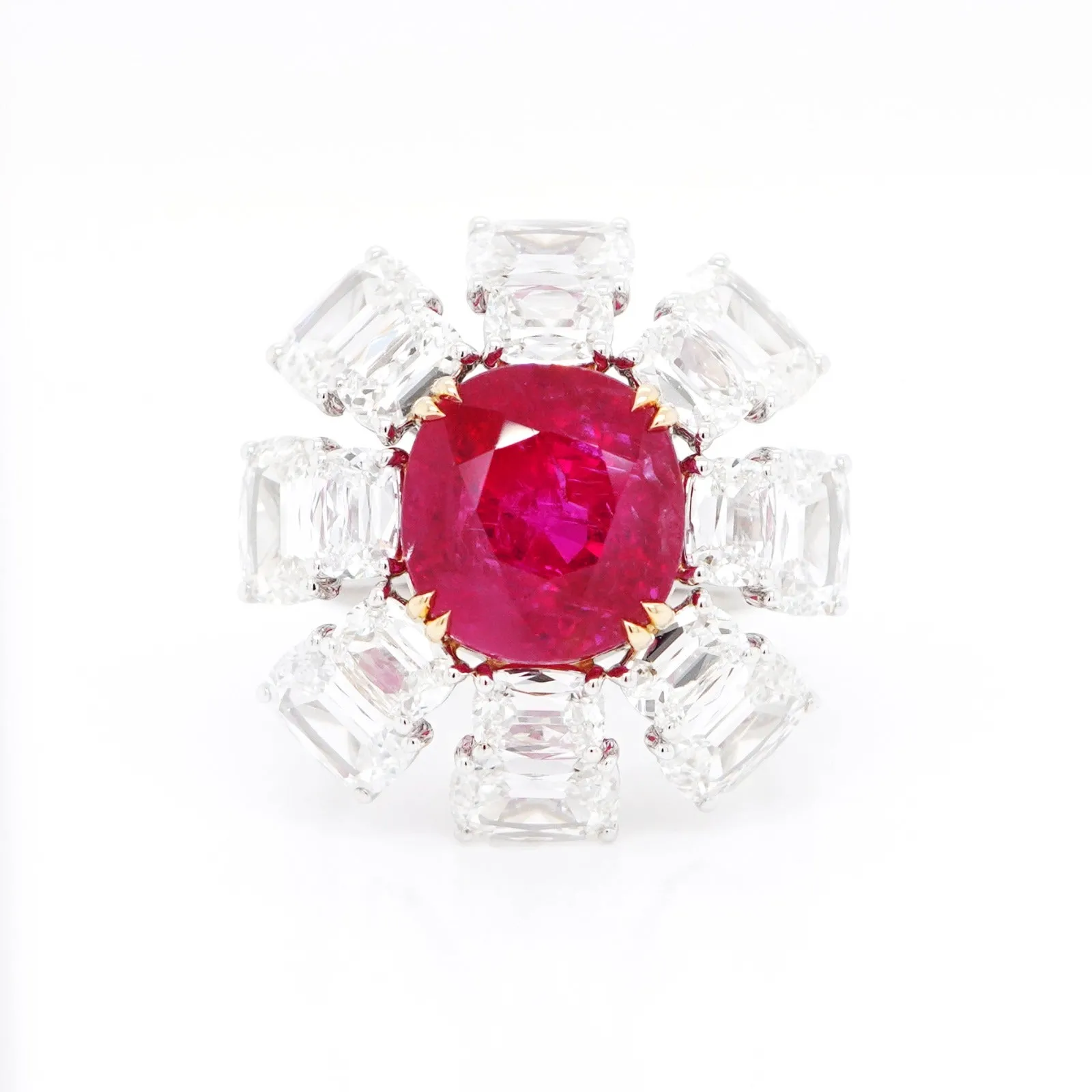 9.90 cts Unheated Burmese Ruby with Diamond Ring (ENQUIRE)