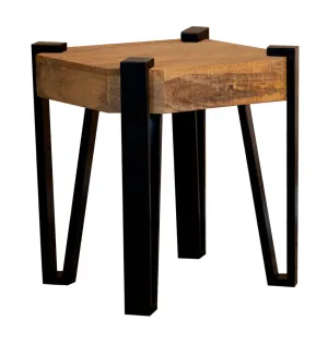 Aegle Natural Mango Wood/Matte Black Metal End Table