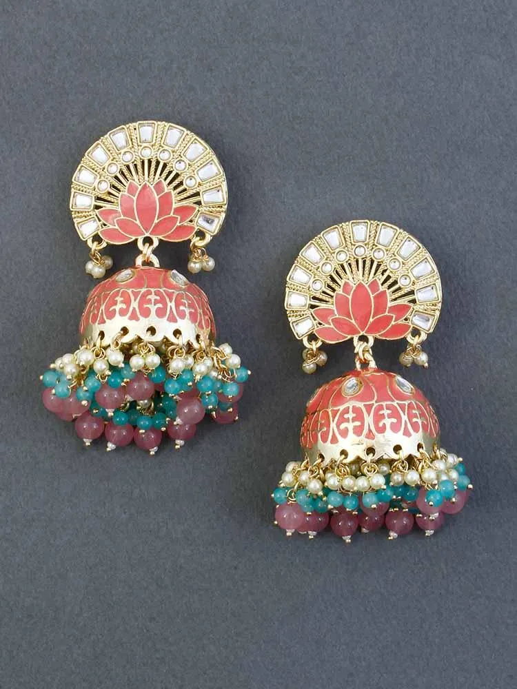 Coral Nakushi Satrangi Jhumkis