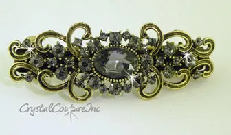 Crystal Oval & Crystal Rhinestone 3.5" Barrette