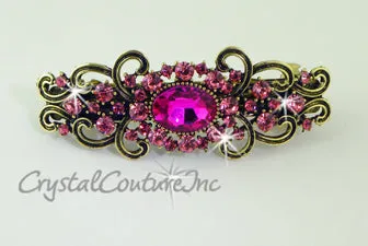 Crystal Oval & Crystal Rhinestone 3.5" Barrette