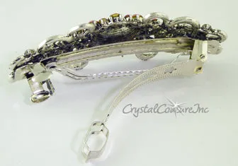 Crystal Oval & Crystal Rhinestone 3.5" Barrette