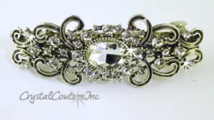 Crystal Oval & Crystal Rhinestone 3.5" Barrette