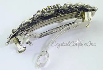 Crystal Oval & Crystal Rhinestone 3.5" Barrette