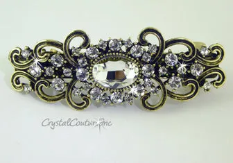 Crystal Oval & Crystal Rhinestone 3.5" Barrette
