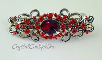 Crystal Oval & Crystal Rhinestone 3.5" Barrette