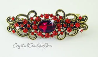Crystal Oval & Crystal Rhinestone 3.5" Barrette