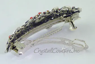 Crystal Oval & Crystal Rhinestone 3.5" Barrette