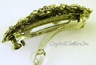Crystal Oval & Crystal Rhinestone 3.5" Barrette
