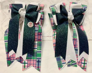 Emerald Glitter Bows - PonyTail Bows