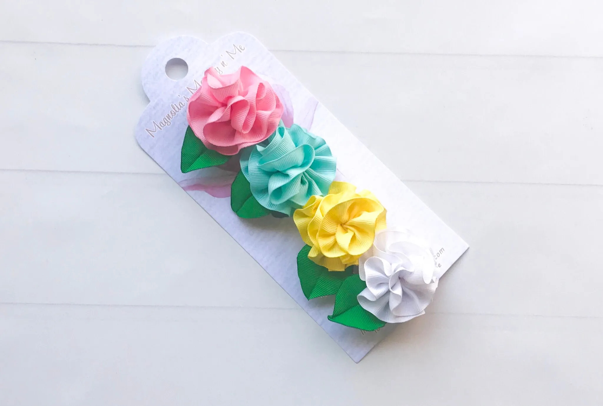 Girls Ribbon Flower Hair Clip Set