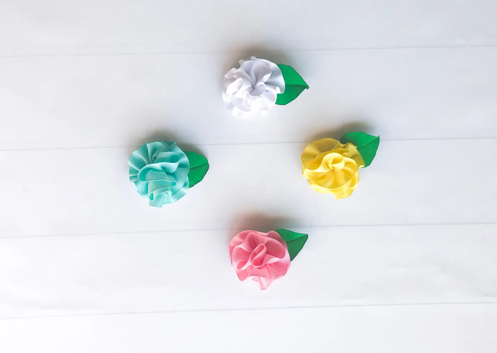 Girls Ribbon Flower Hair Clip Set