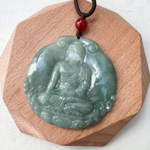 Jadeite Jade Amitabha Buddha Amita Amida Green Carved Pendant Necklace, YJ-1221-0279050-1