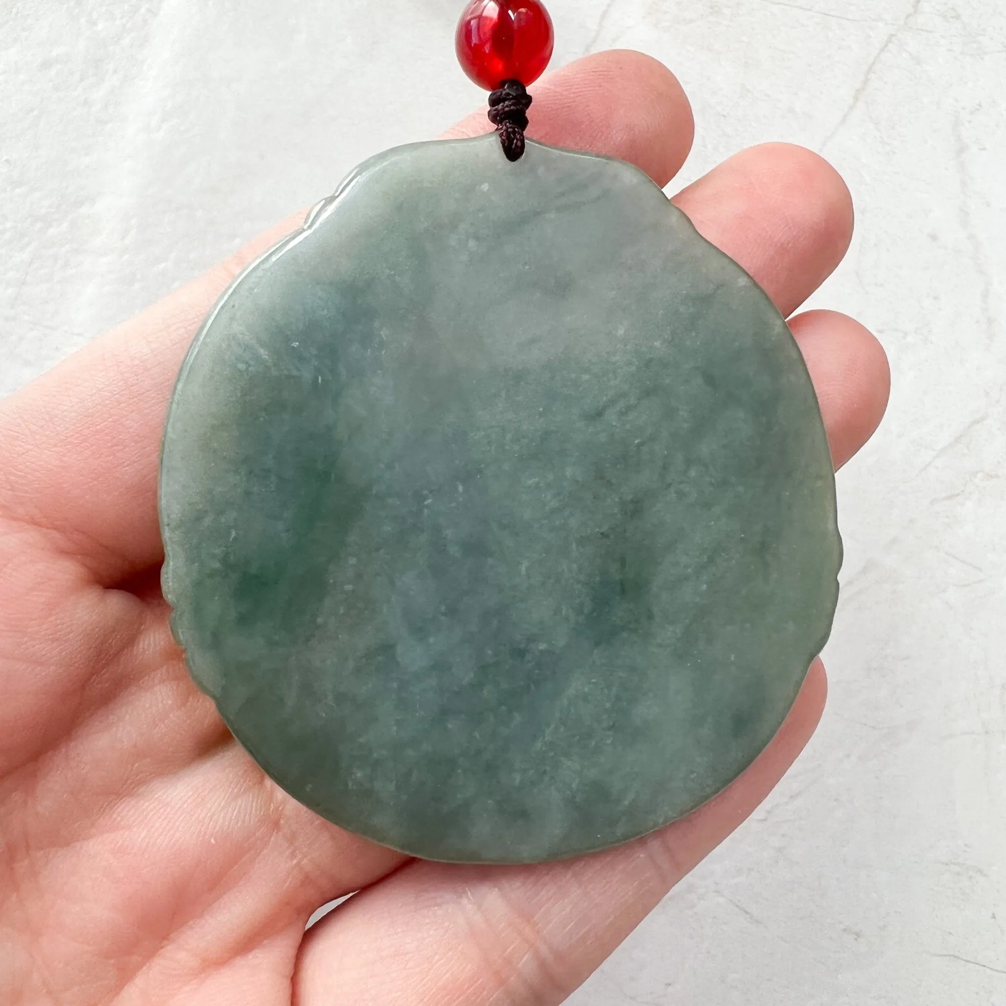 Jadeite Jade Amitabha Buddha Amita Amida Green Carved Pendant Necklace, YJ-1221-0279050-1