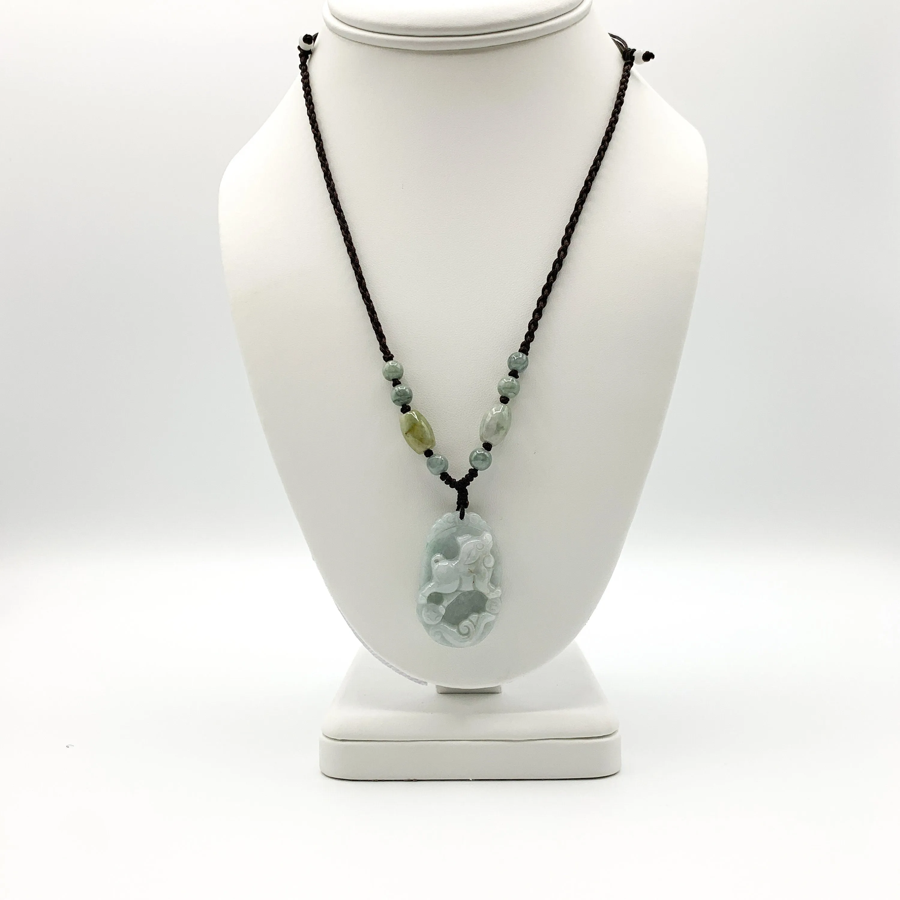 Jadeite Jade Dog Chinese Zodiac Hand Carved Pendant Necklace, YW-0321-1645917758