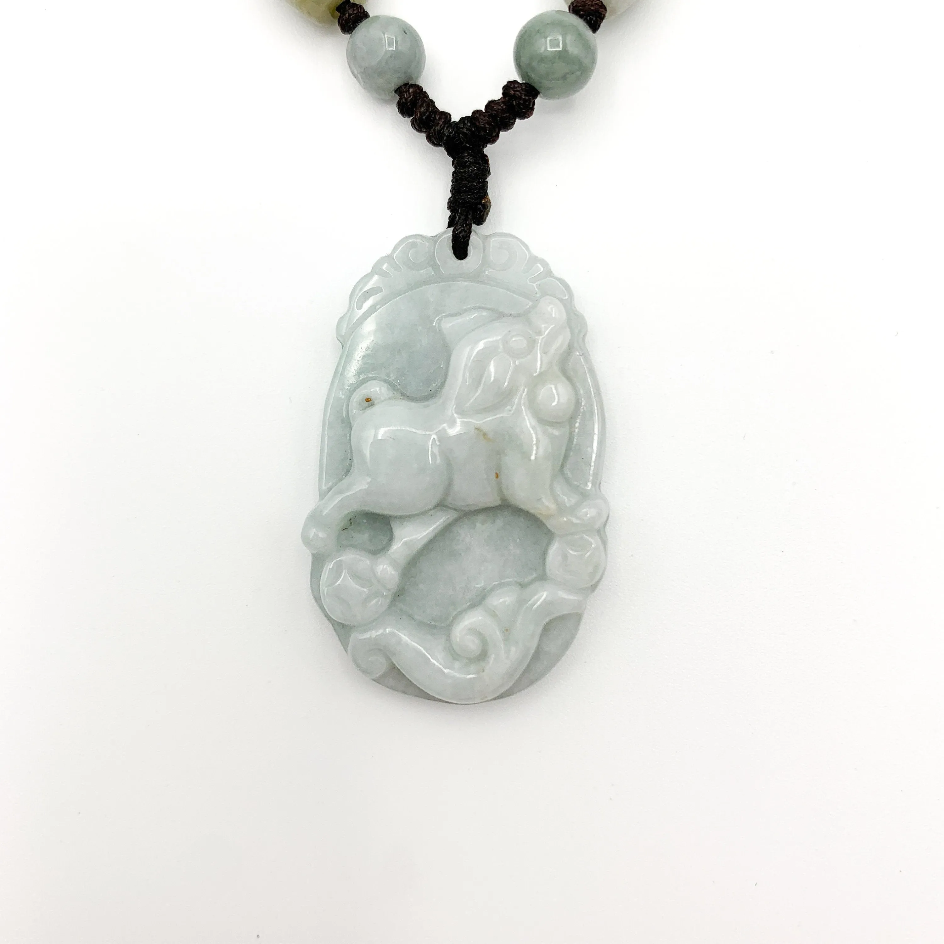 Jadeite Jade Dog Chinese Zodiac Hand Carved Pendant Necklace, YW-0321-1645917758