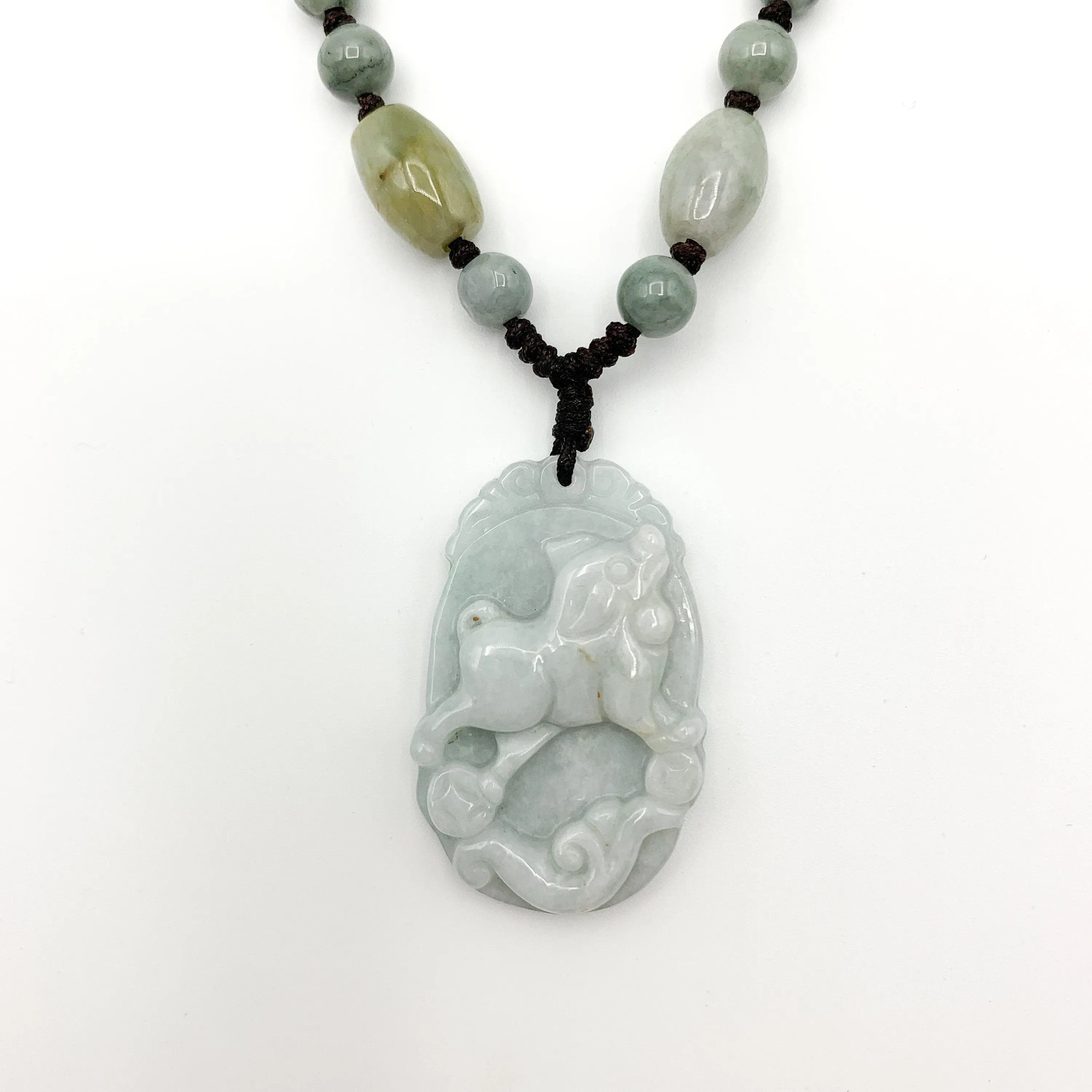 Jadeite Jade Dog Chinese Zodiac Hand Carved Pendant Necklace, YW-0321-1645917758