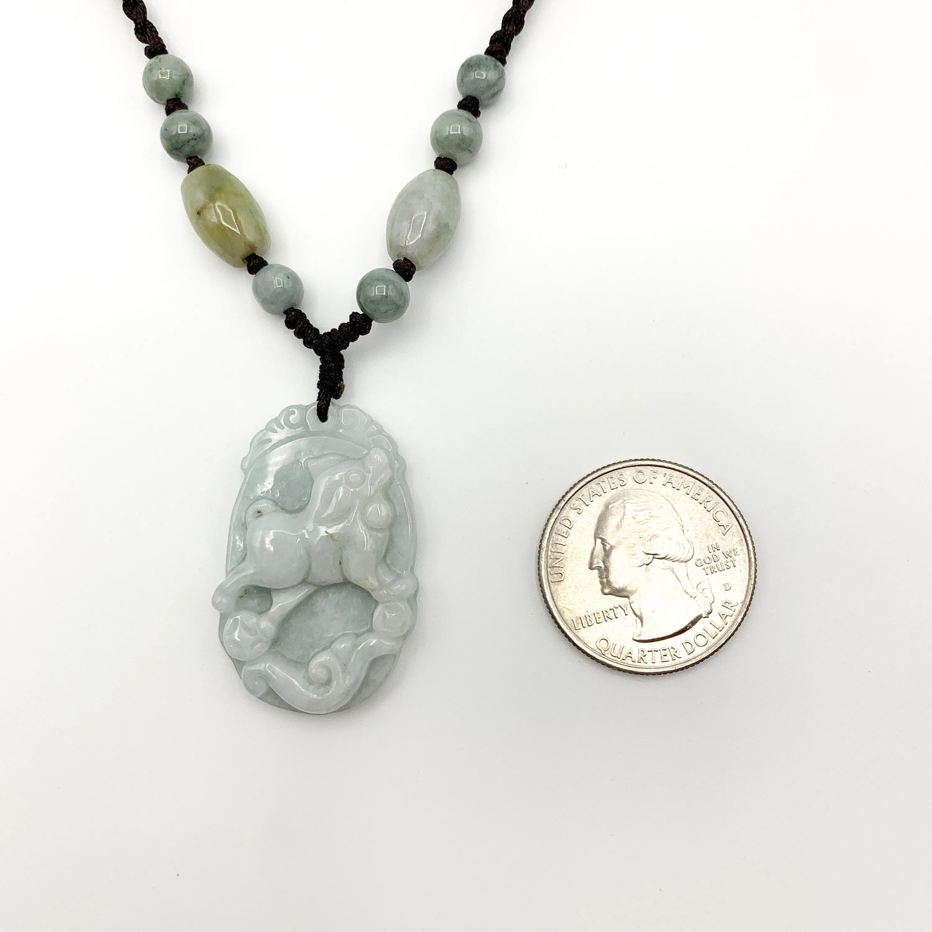 Jadeite Jade Dog Chinese Zodiac Hand Carved Pendant Necklace, YW-0321-1645917758