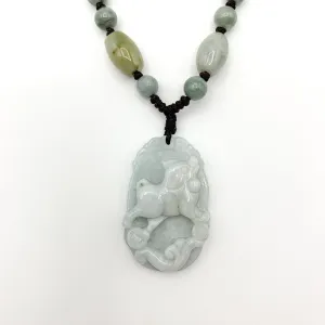 Jadeite Jade Dog Chinese Zodiac Hand Carved Pendant Necklace, YW-0321-1645917758