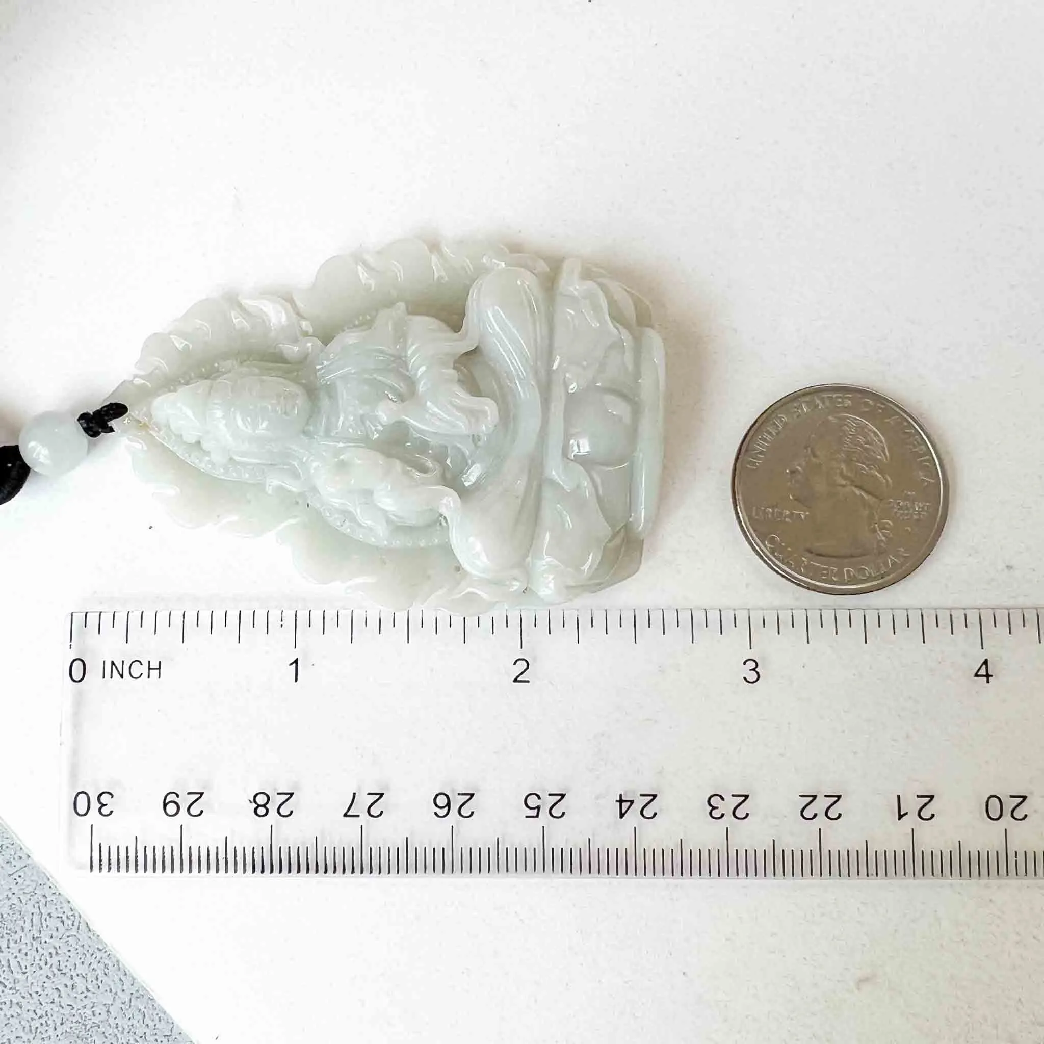 Jadeite Jade Guan Yin Avalokiteshvara Hand Carved Pendant Necklace, Quan Am, 观音, Light Green Jade Pendant, YGR-1022-1698554404