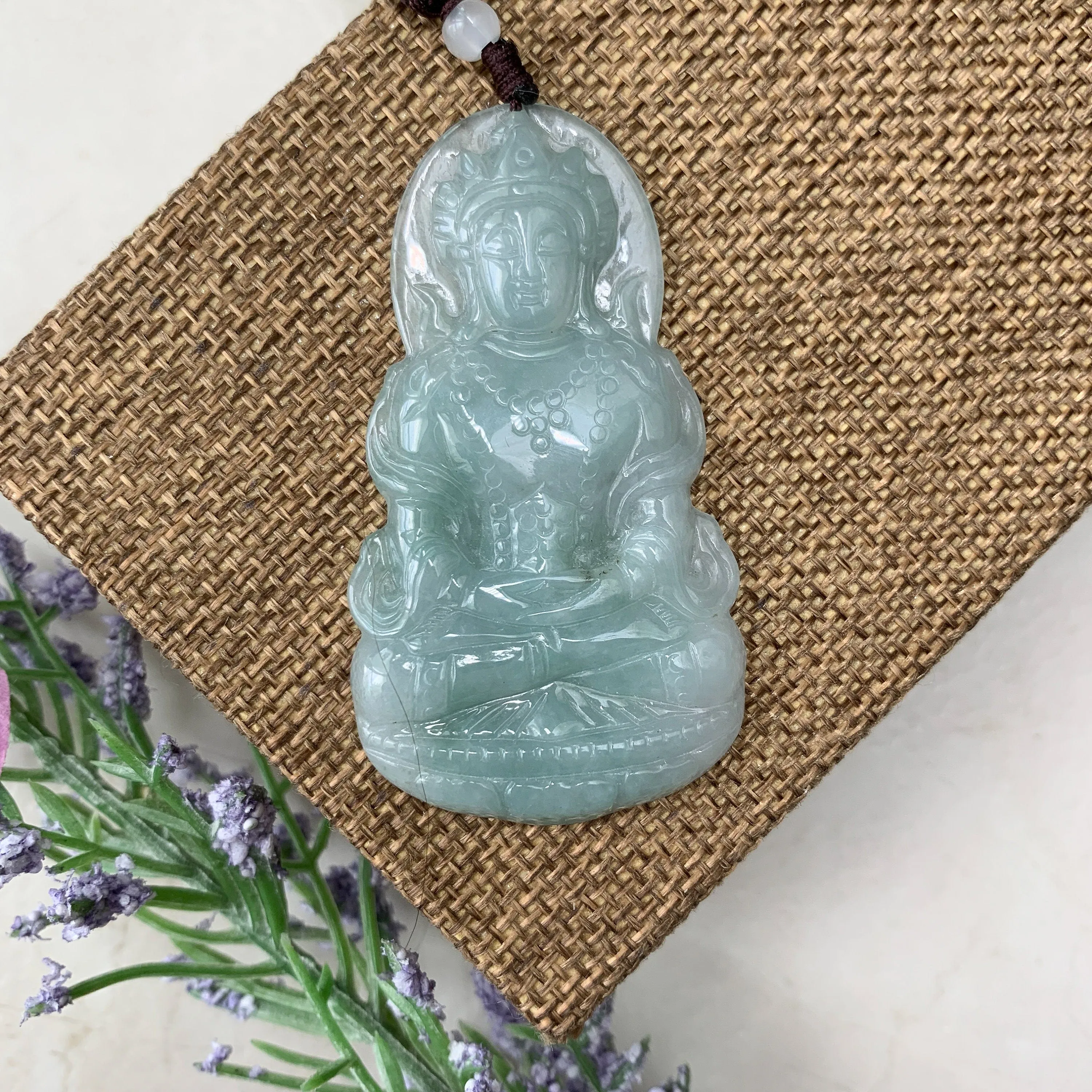 Jadeite Jade Guan Yin Avalokiteshvara Hand Carved Pendant Necklace, YJ-0321-0231980