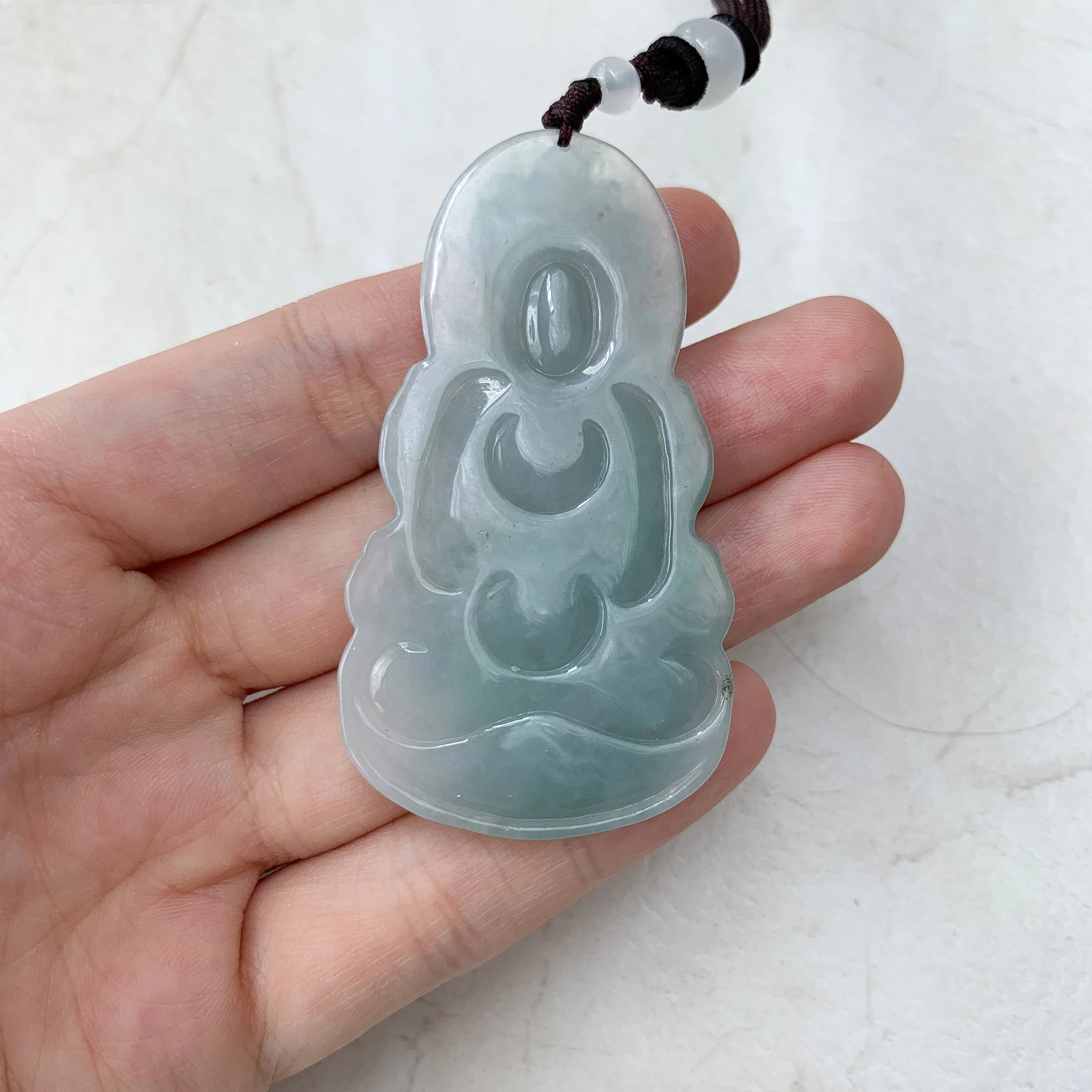 Jadeite Jade Guan Yin Avalokiteshvara Hand Carved Pendant Necklace, YJ-0321-0231980