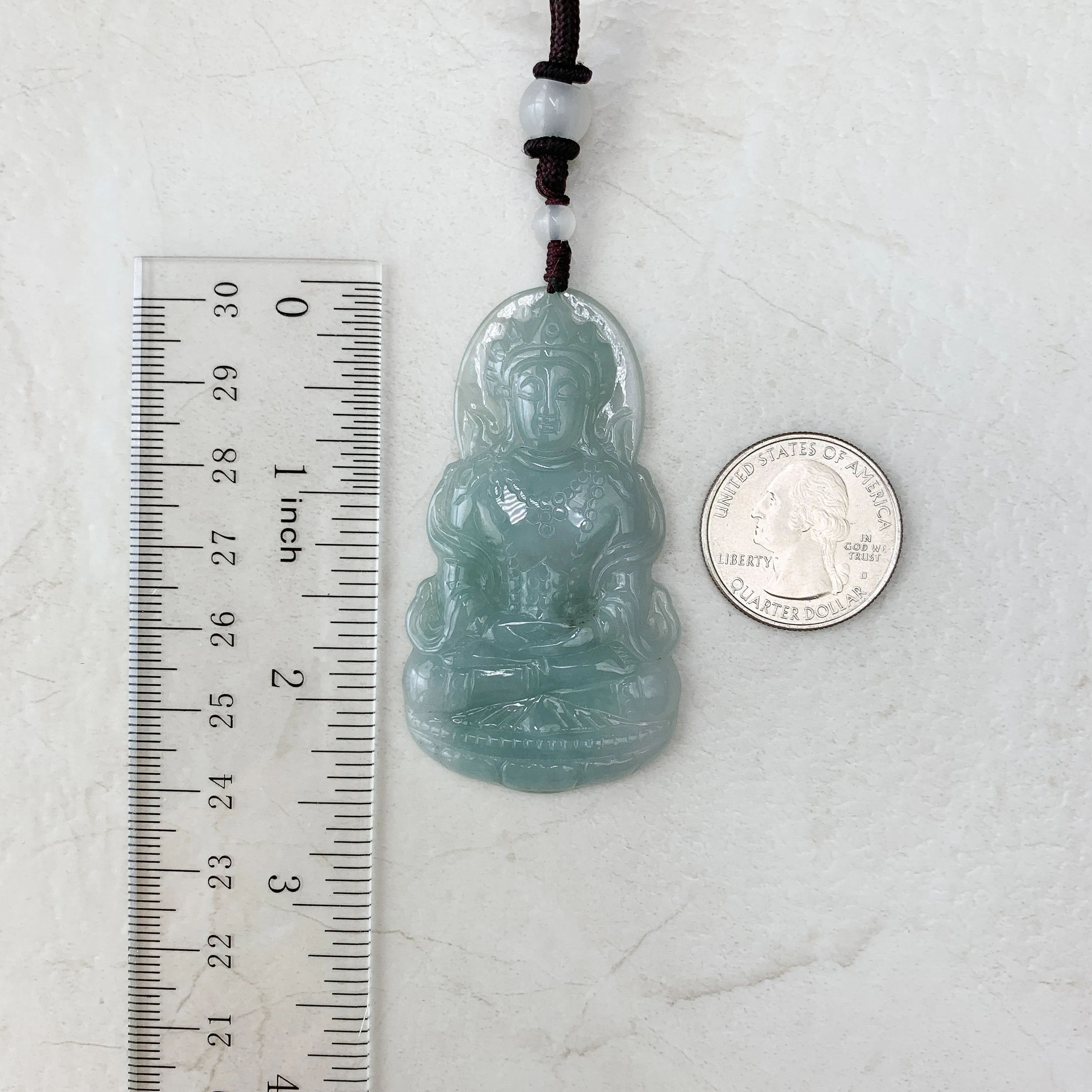 Jadeite Jade Guan Yin Avalokiteshvara Hand Carved Pendant Necklace, YJ-0321-0231980
