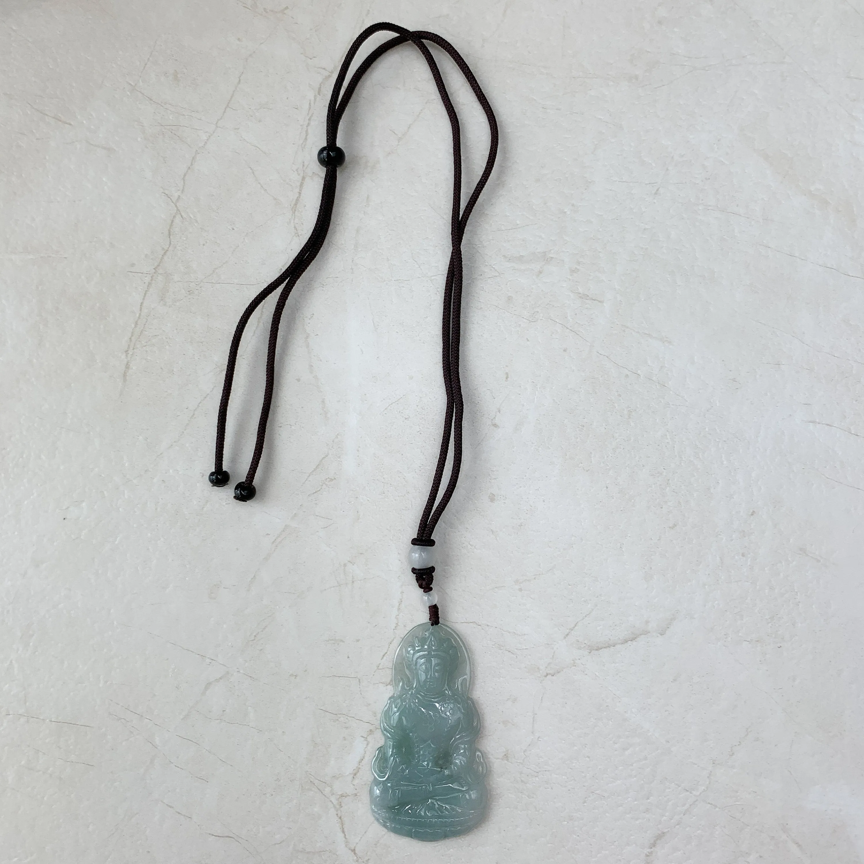 Jadeite Jade Guan Yin Avalokiteshvara Hand Carved Pendant Necklace, YJ-0321-0231980