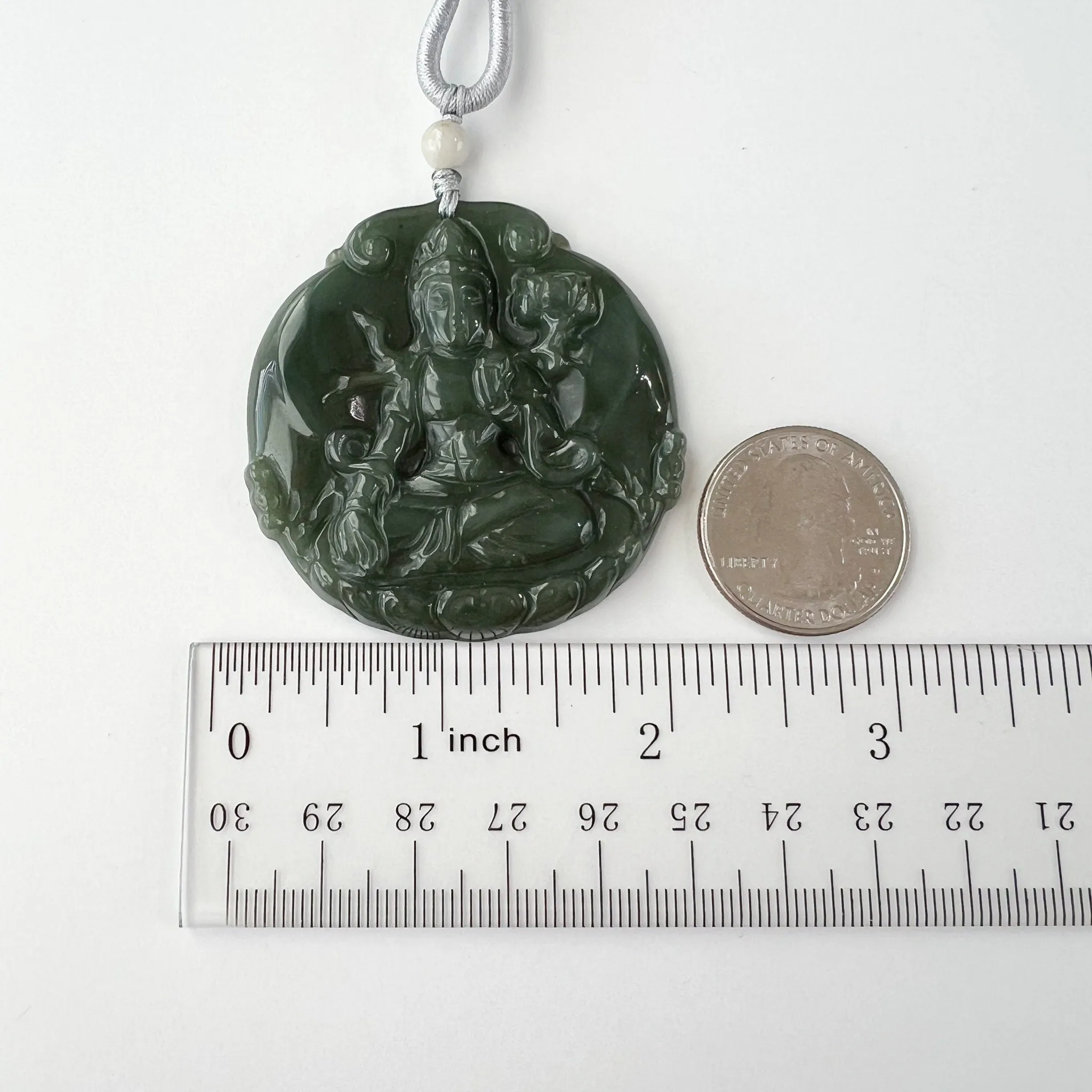 Jadeite Jade Mahasthamaprapta Buddha, Da Shi Zhi , Đại Thế Chí Bồ tát, 大势至, Green Jade Pendant Necklace, YJ-0322-0337608