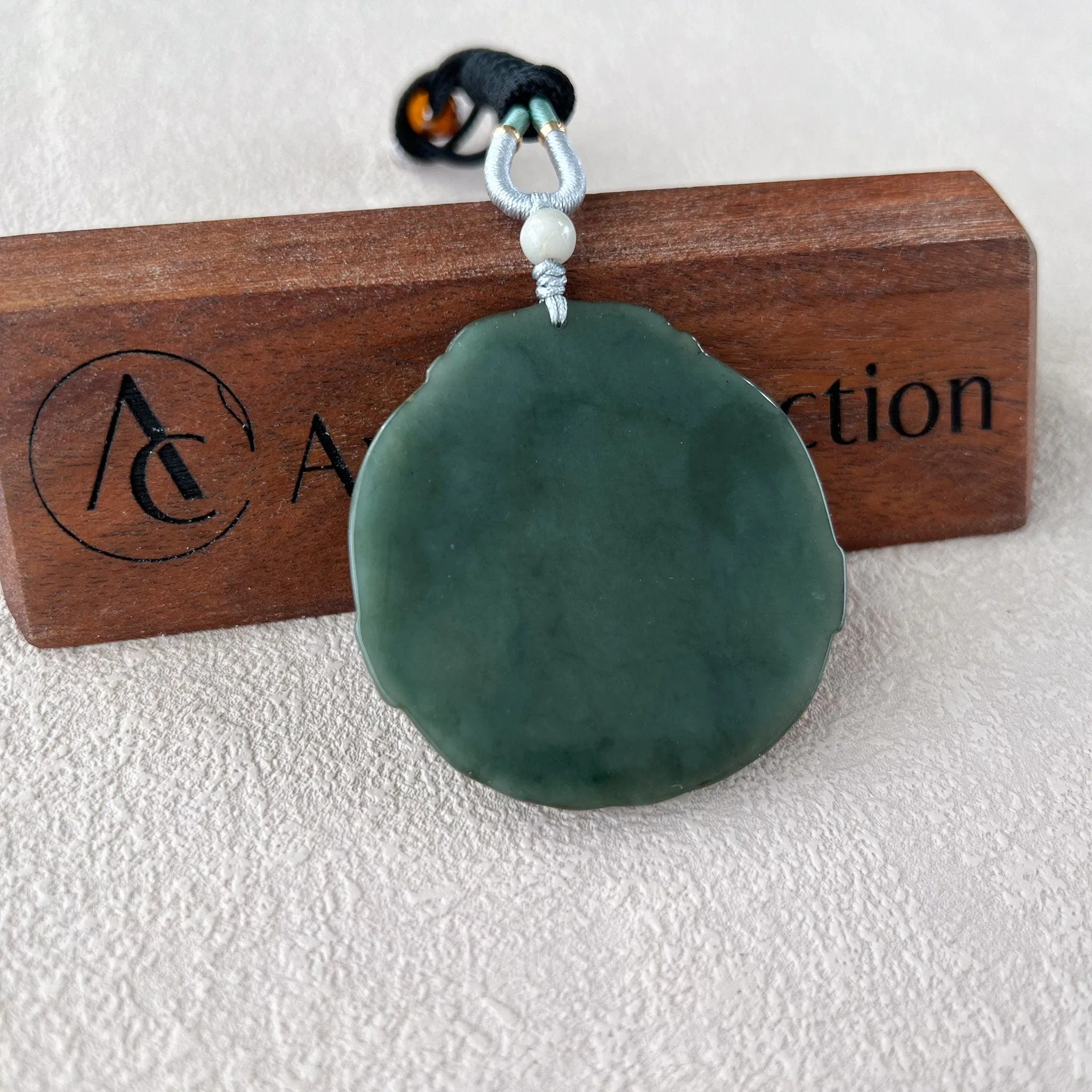 Jadeite Jade Mahasthamaprapta Buddha, Da Shi Zhi , Đại Thế Chí Bồ tát, 大势至, Green Jade Pendant Necklace, YJ-0322-0337608