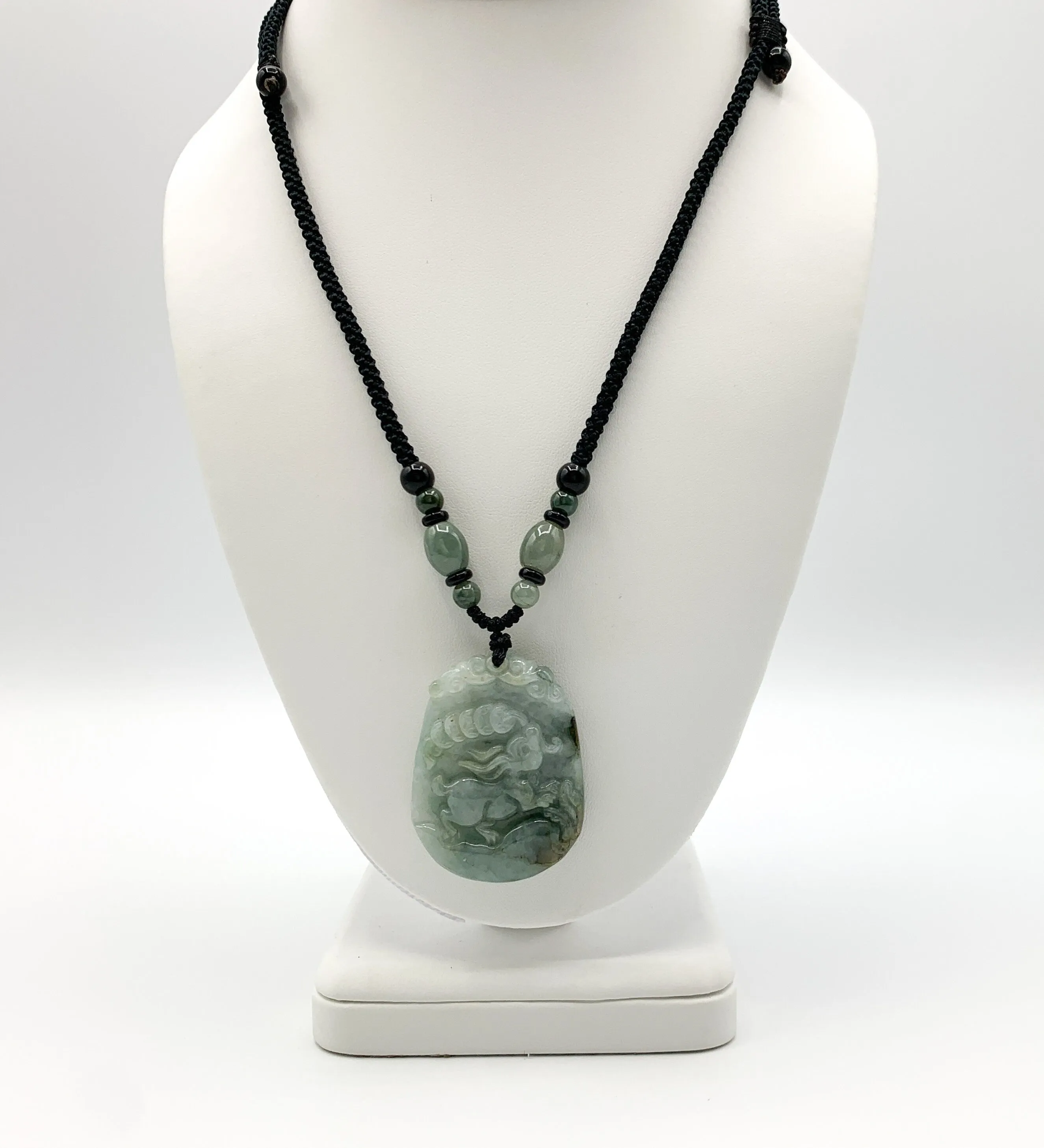 Jadeite Jade Rabbit Chinese Zodiac Carved Pendant Necklace, YW-0321-1645672526