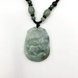 Jadeite Jade Rabbit Chinese Zodiac Carved Pendant Necklace, YW-0321-1645672526