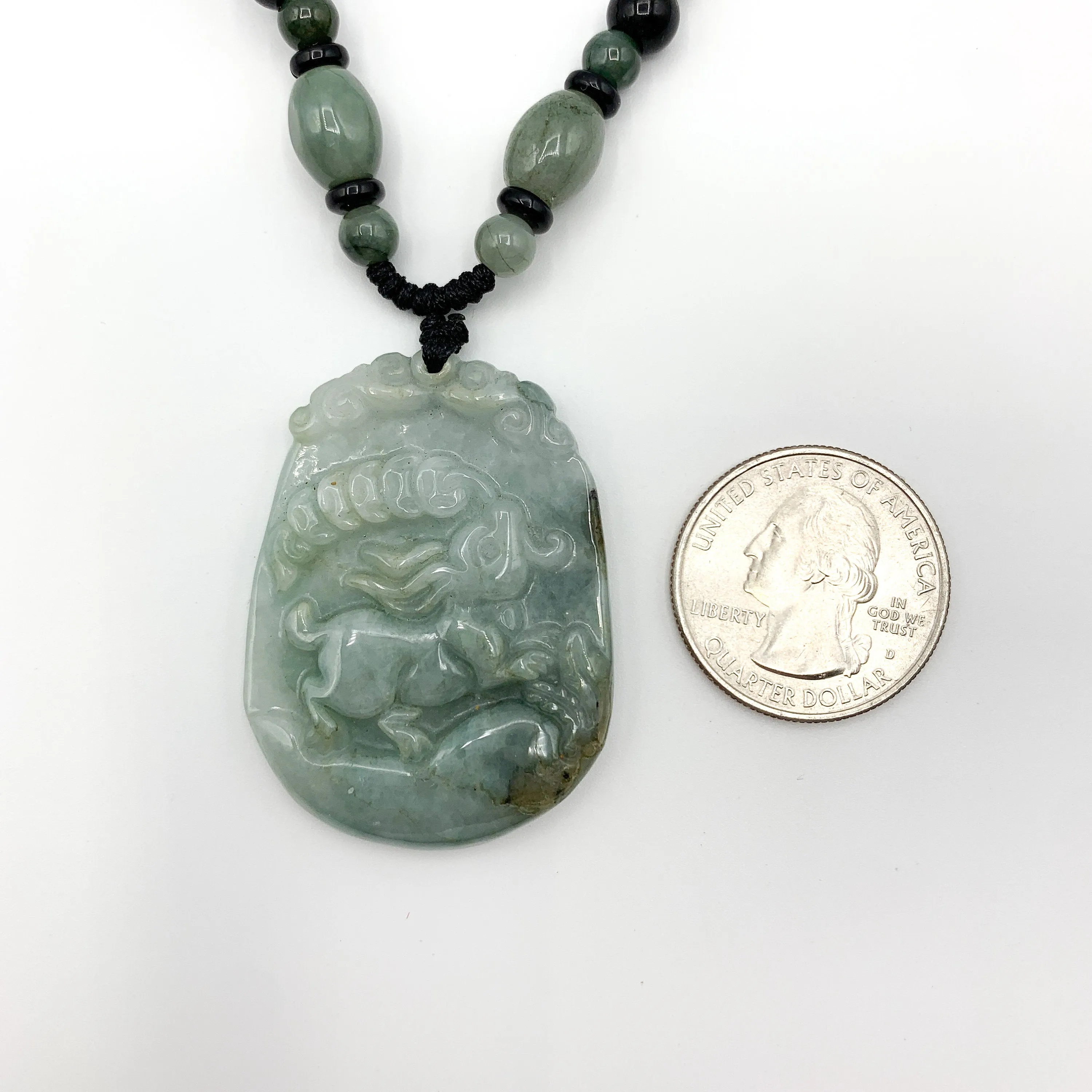 Jadeite Jade Rabbit Chinese Zodiac Carved Pendant Necklace, YW-0321-1645672526
