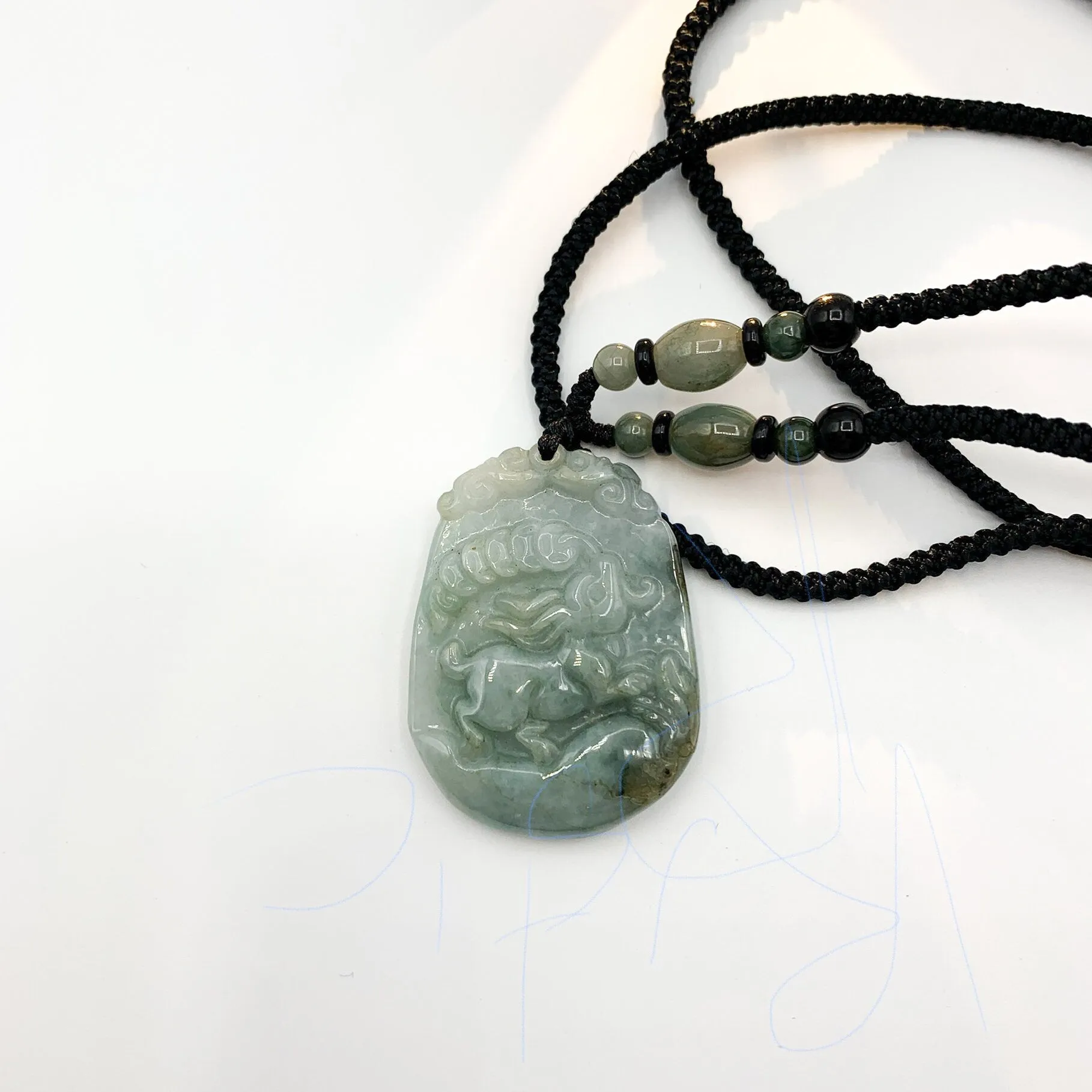 Jadeite Jade Rabbit Chinese Zodiac Carved Pendant Necklace, YW-0321-1645672526