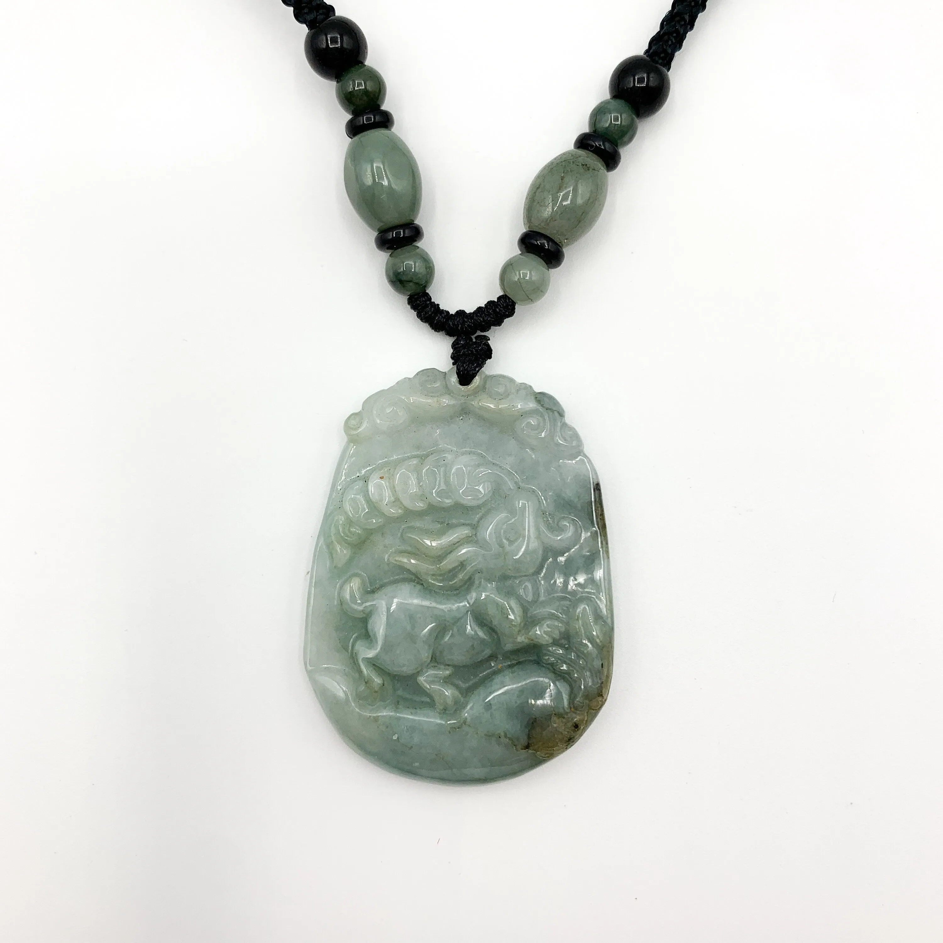 Jadeite Jade Rabbit Chinese Zodiac Carved Pendant Necklace, YW-0321-1645672526