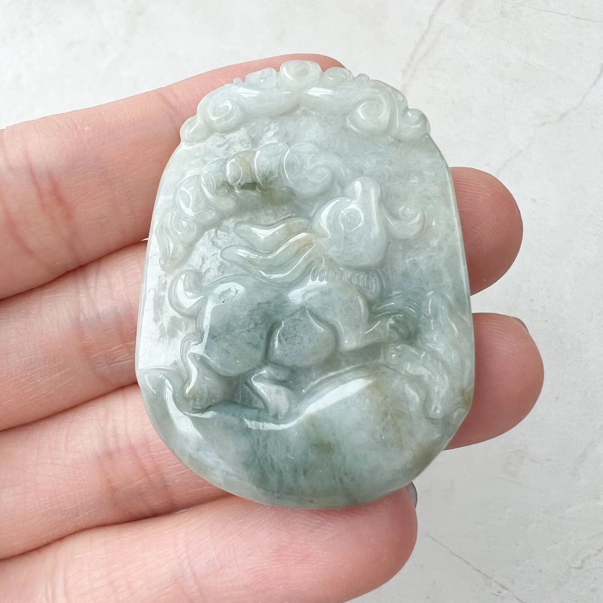 Jadeite Jade Rabbit Chinese Zodiac Carved Pendant Necklace, YW-0321-1646161774