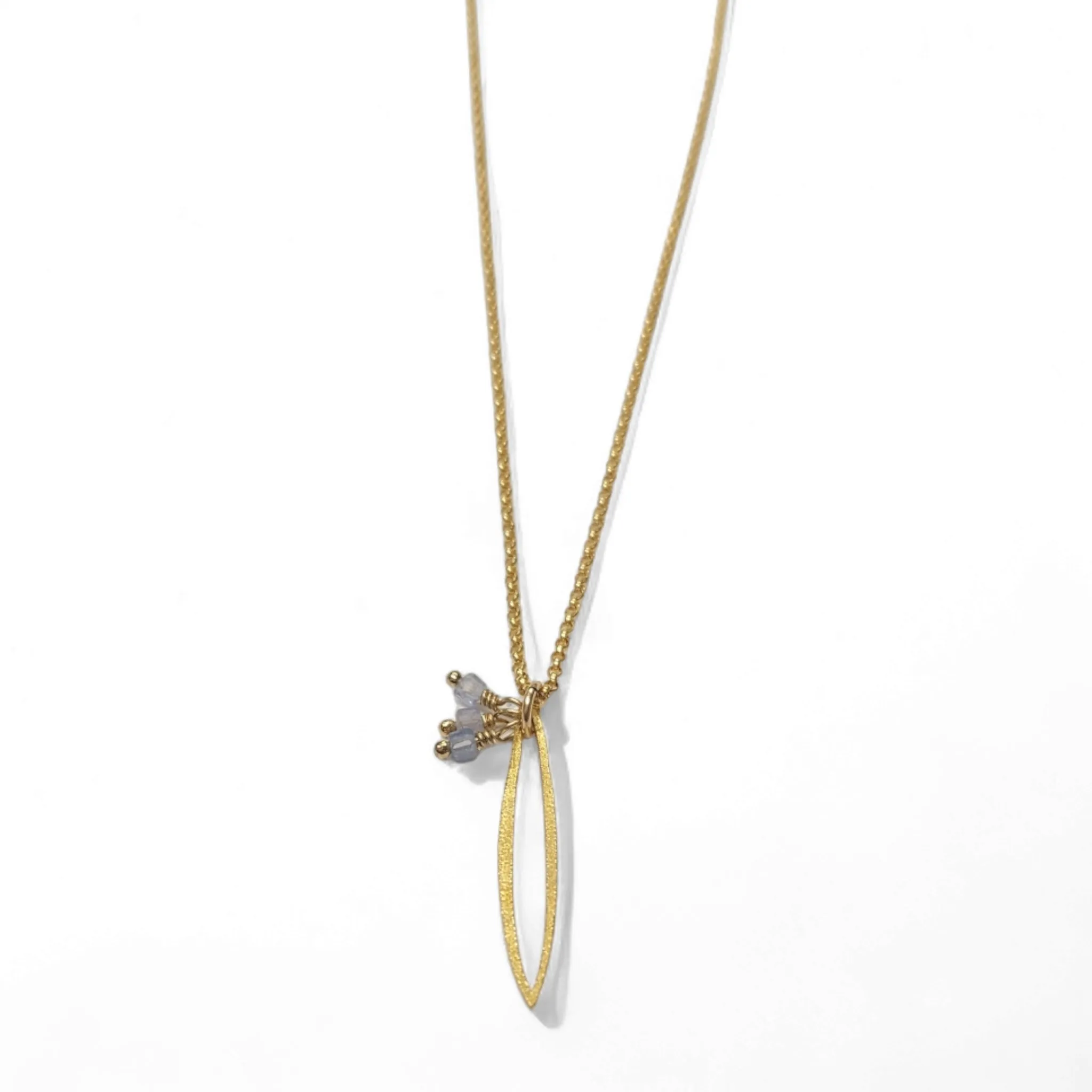 Marquis Charm Necklace with Tanzanite Stone Cluster