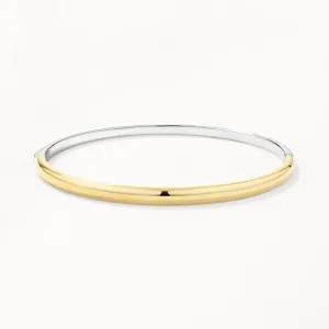 Mixed Metal Polished Plain Bangle in Gold