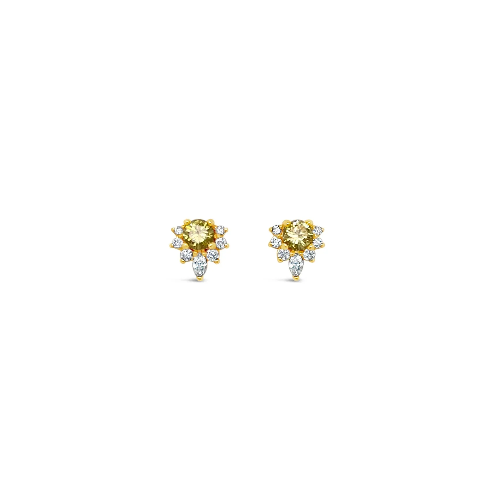 Petite Yellow & White Diamond Stud Earrings
