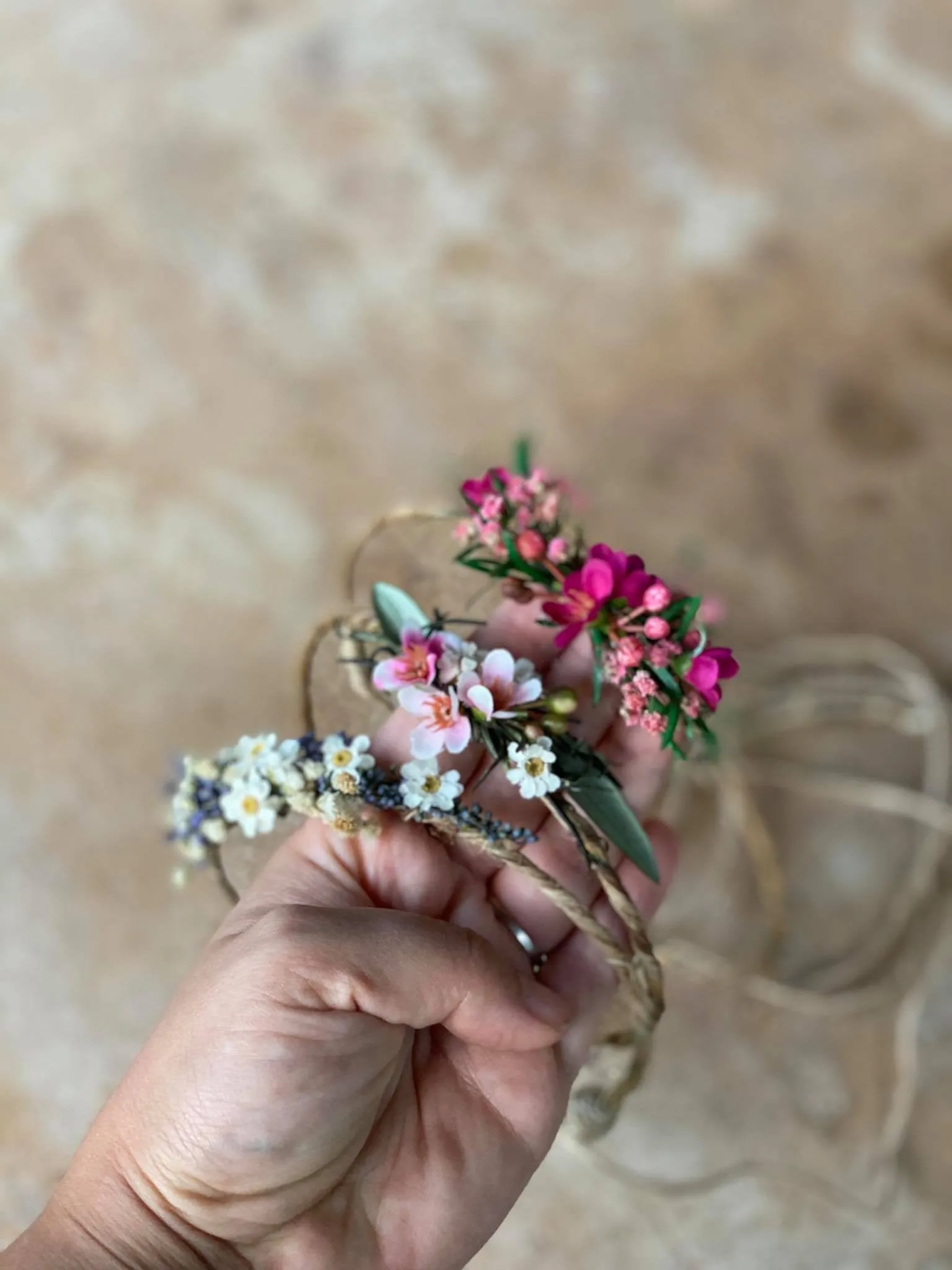 Pink newborn romantic crown Flower hair wreath Photo props Olive leaves flower wreath Blumen Haarkranz Bridal flower crown Pink and Green