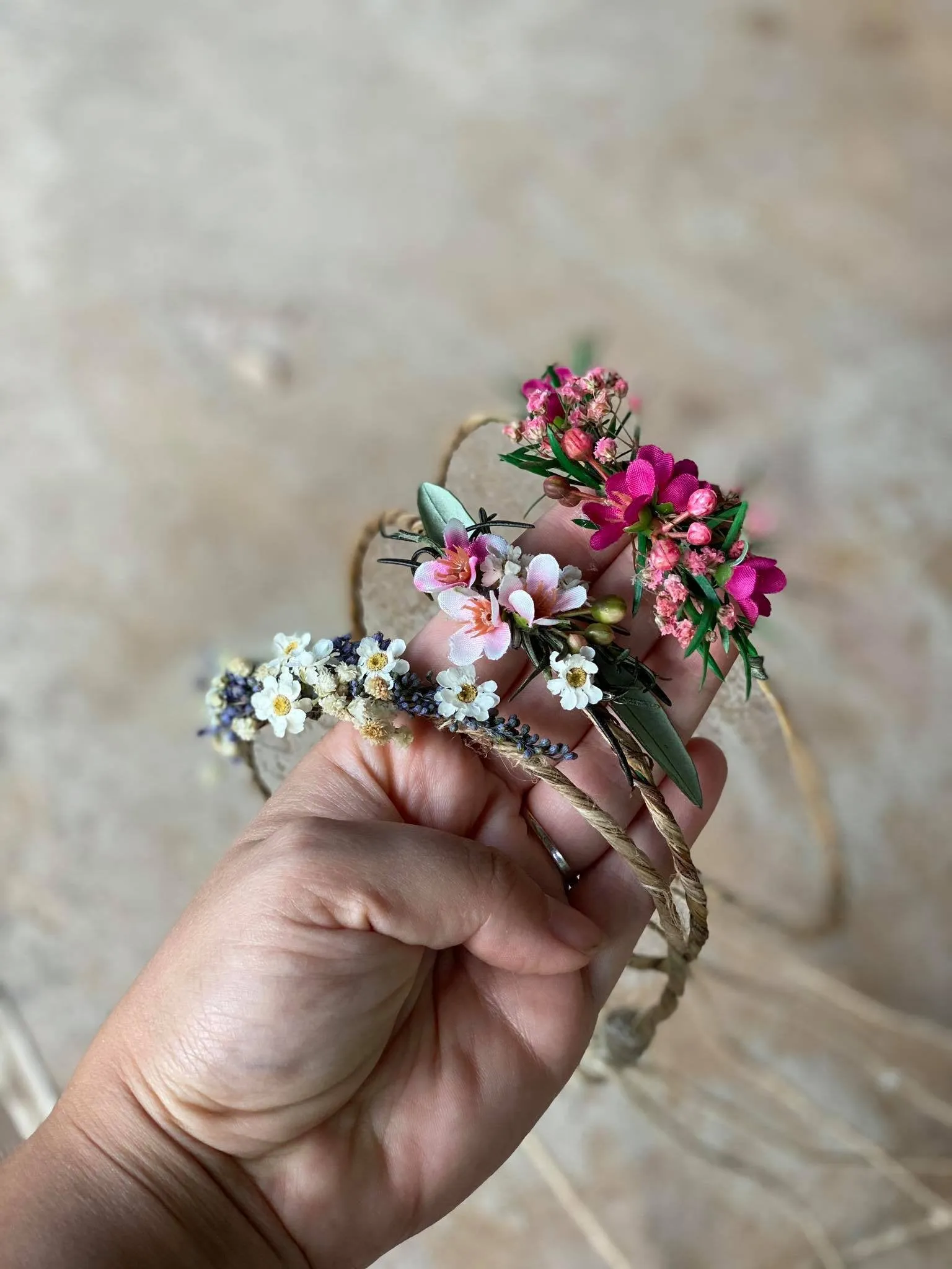 Pink newborn romantic crown Flower hair wreath Photo props Olive leaves flower wreath Blumen Haarkranz Bridal flower crown Pink and Green