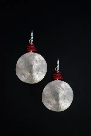 Red Bead Round Earrings - Ewa Tribal Jewelry