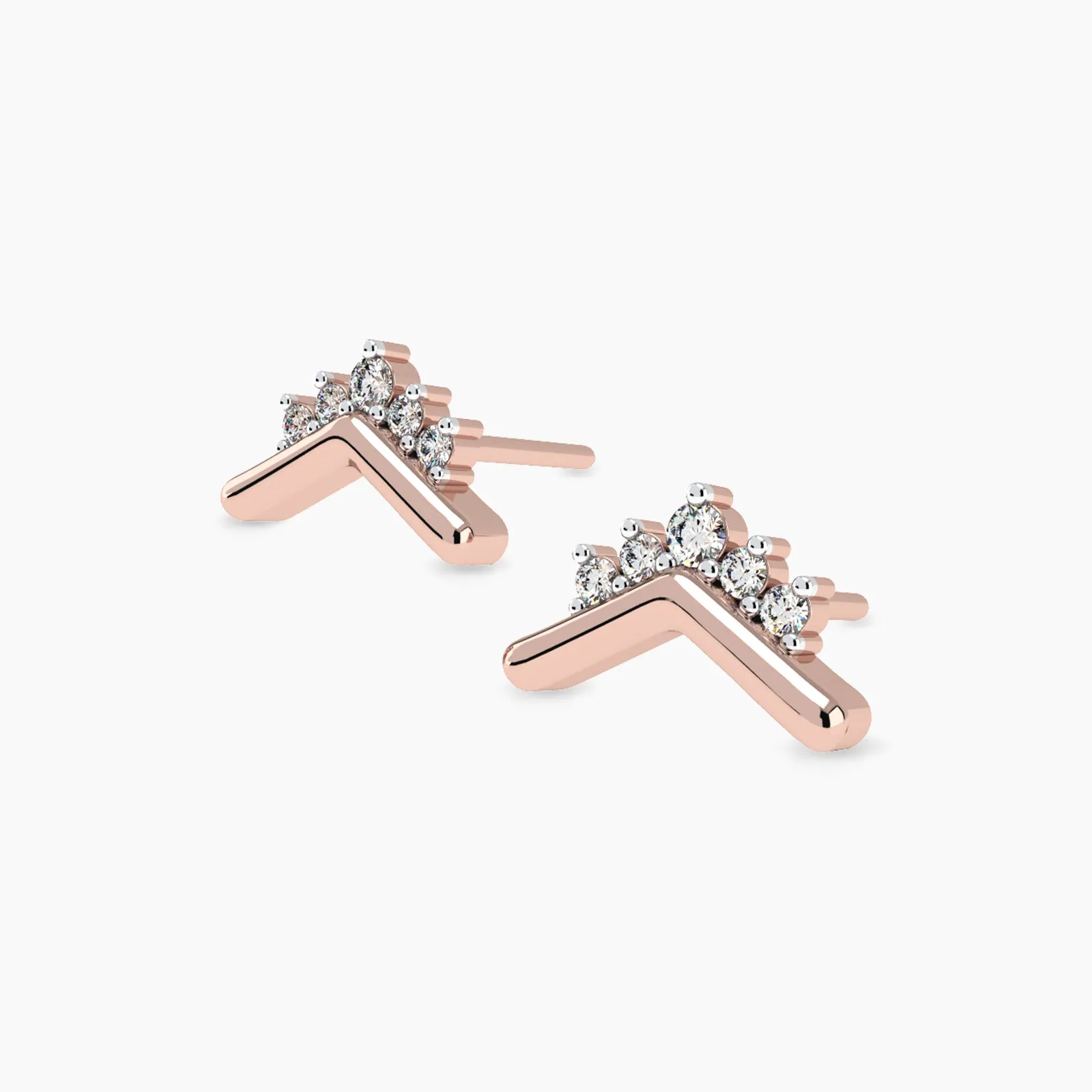 Rose Gold Tiara Diamond Stud Earring