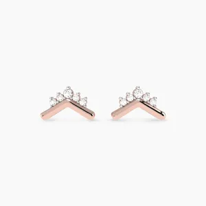 Rose Gold Tiara Diamond Stud Earring