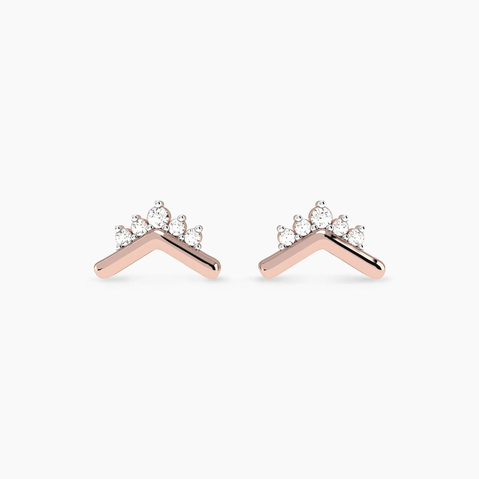 Rose Gold Tiara Diamond Stud Earring
